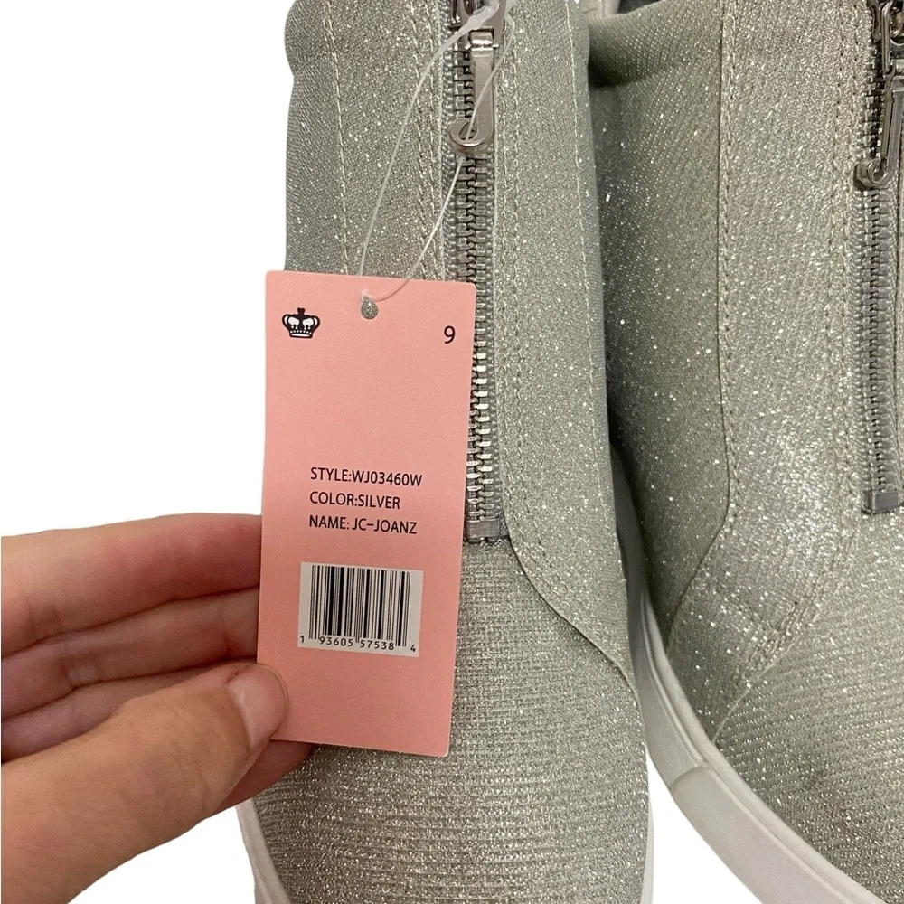 Juicy Couture Joanz Wedge Sneakers Spring Summer Casual Ankle Boots‎ Silver 9